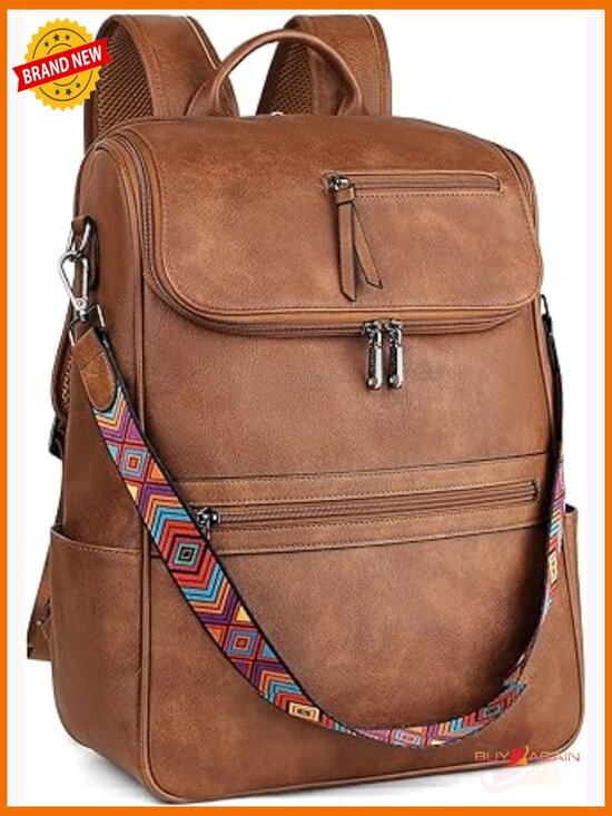Vegan Leather Laptop Backpack with 15.6\